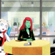 Harley Quinn, Poison Ivy, and Catwoman having a very awkward lunch.